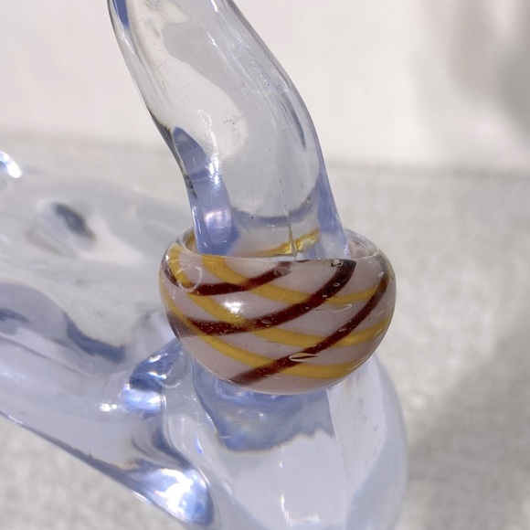 Vintage Art Glass Handmade Brown Cream Yellow Band Ring - Picture 2 of 11